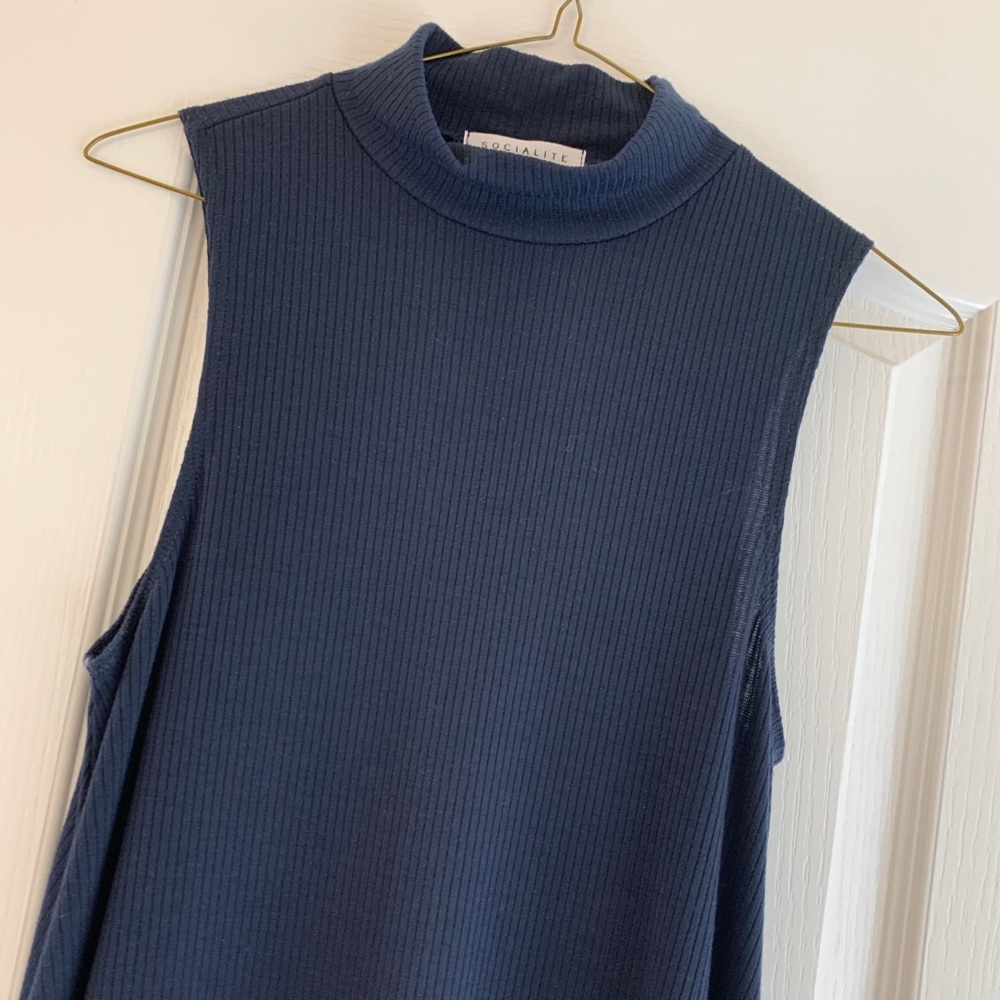 Navy Ribbed Dress by Socialite